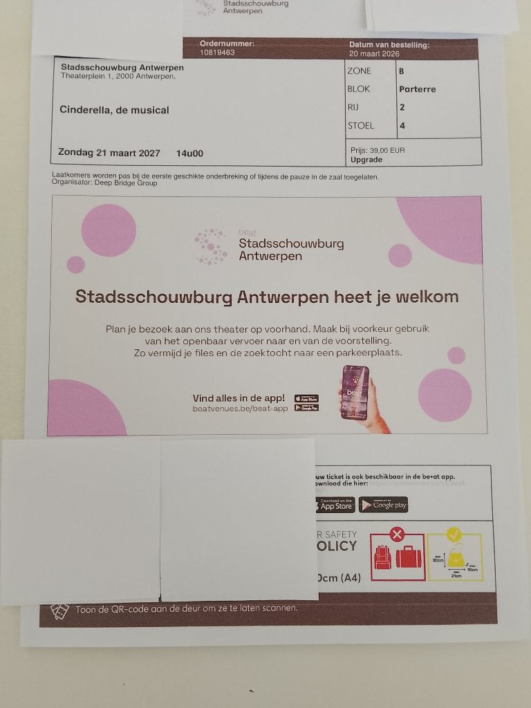 Ticket Cinderella de musical,ook op ticketswap te koop, Tickets en Kaartjes, Theater | Musical, Eén persoon, Maart