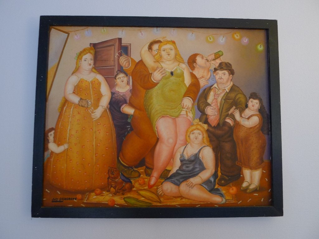 Tableau peinture  sur toile gout Botero Jeff Oakgrove, Enlèvement