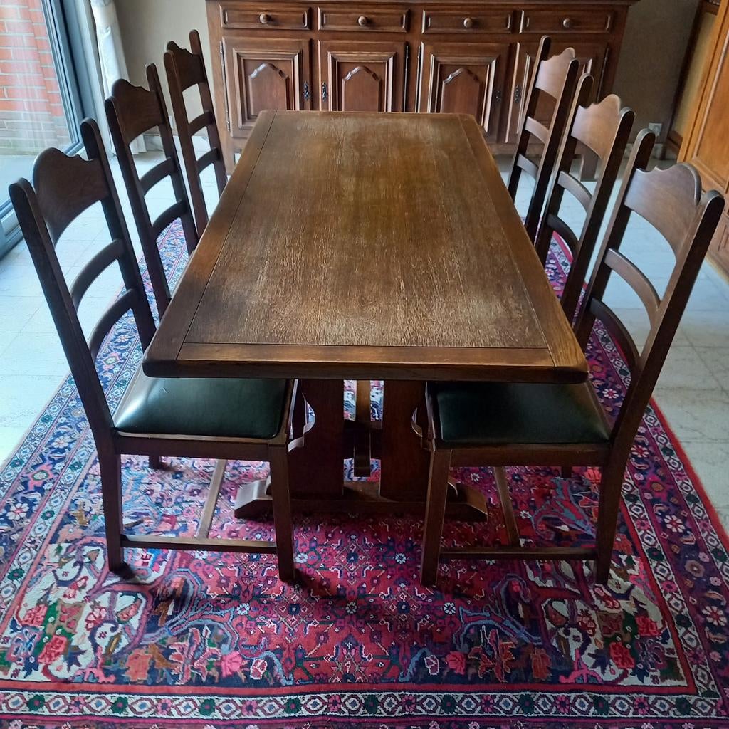 Antieke tafel + 6 stoelen, Antiek en Kunst, Ophalen