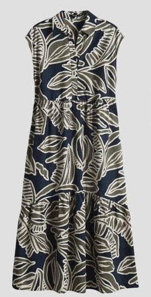 Opus jurk met bladprint, maat 44, katoen, Kleding | Dames, Jurken, Meerkleurig, Maat 42/44 (L), Ophalen of Verzenden, Zo goed als nieuw