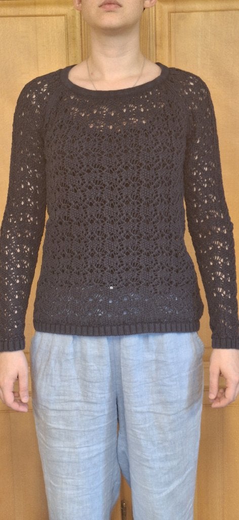 Pull tricot ajouré bleu Iam taille S, I am, Enlèvement ou Envoi, Porté, Bleu