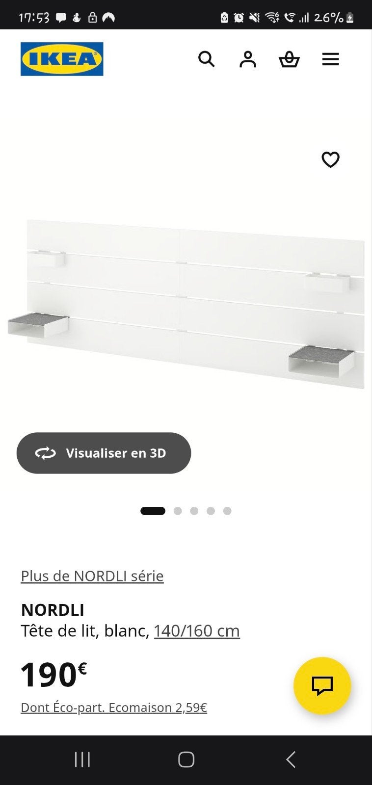 Tête de lit Nordli IKEA - non déballé, Enlèvement, Neuf, Blanc, Bois
