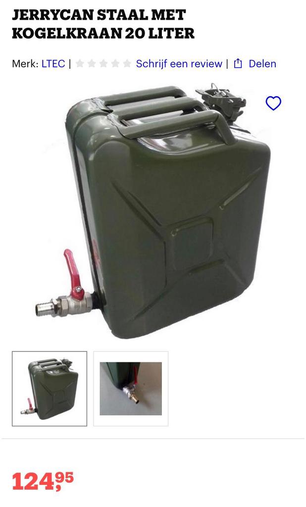 Jerrycan met kogelkraan, 20l, Ophalen