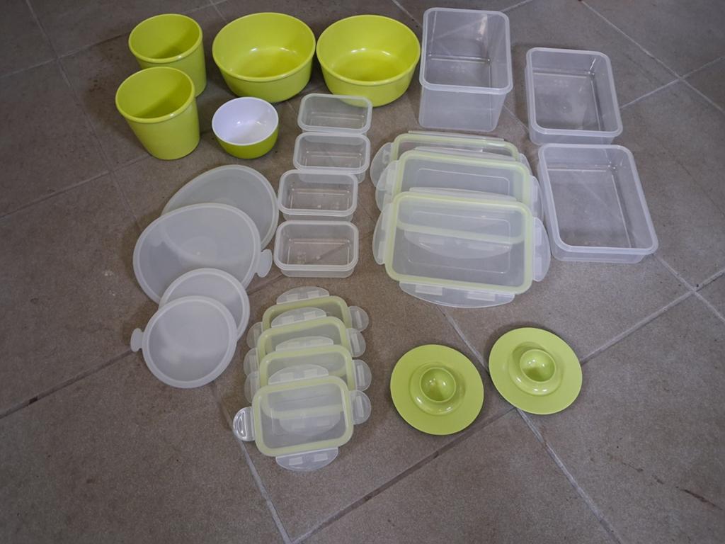 Compleet Campingservies groen/wit, Caravanes & Camping, Meubles de camping, Enlèvement ou Envoi, Utilisé, Autre