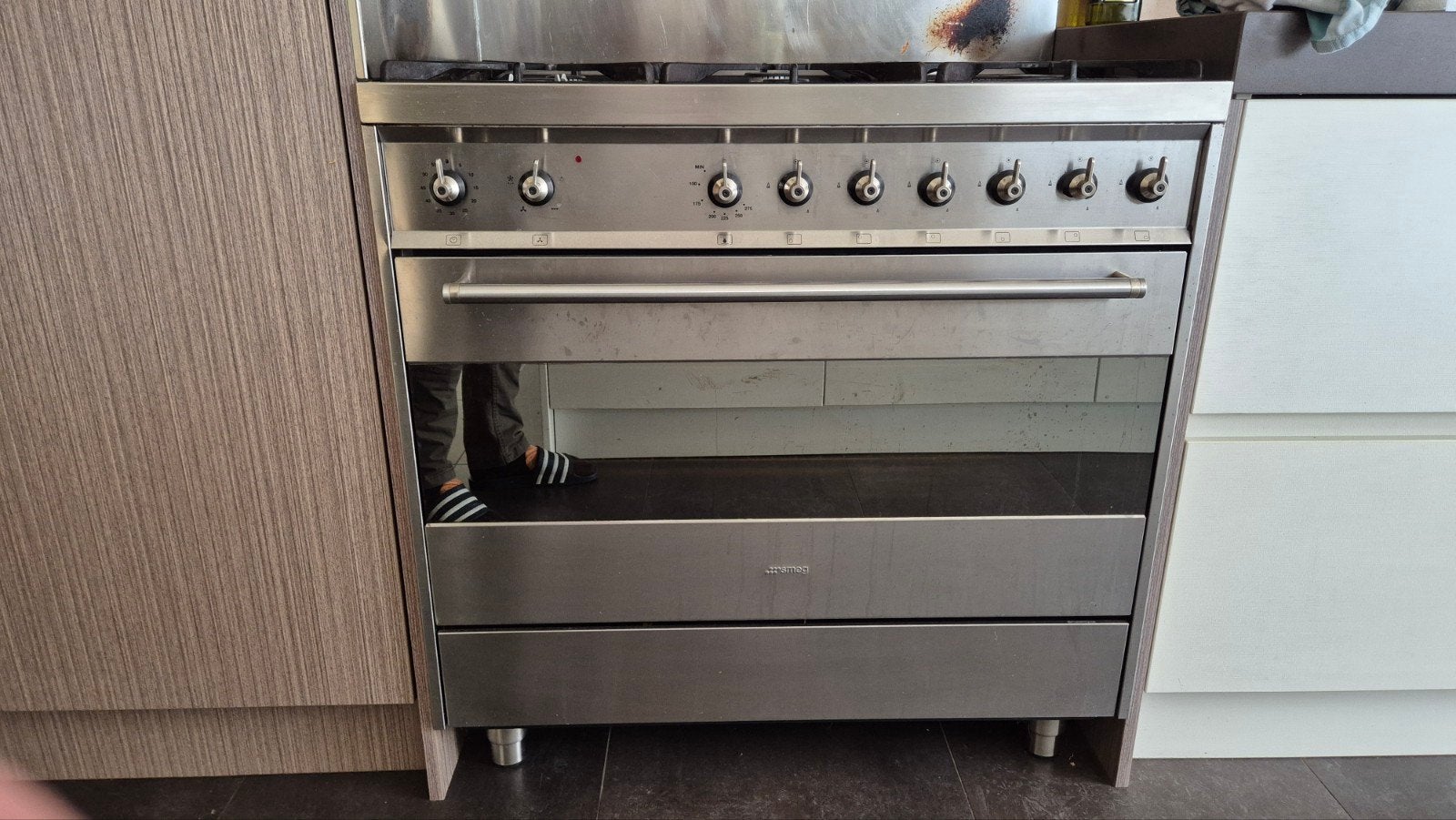 Cuisinière SMEG à 6 brûleurs + four à gaz de 90 cm, Enlèvement, Gril, Induction