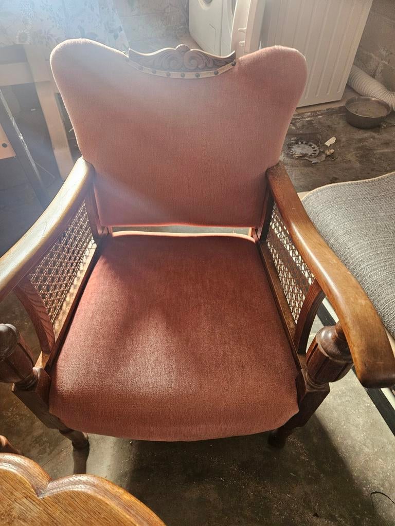 Antieke setje tafel met 4 zeteltjes, Huis en Inrichting, Ophalen