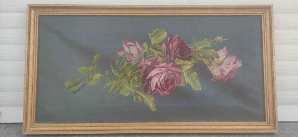 Huile sur toile les roses signe van laethem, Enlèvement ou Envoi, Toile