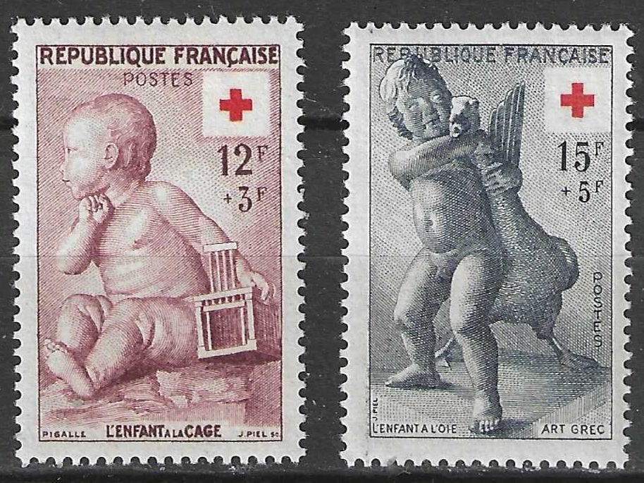 Frankrijk 1955 - Yvert 1048-1049 - Rode Kruis (PF), Verzenden, Postfris