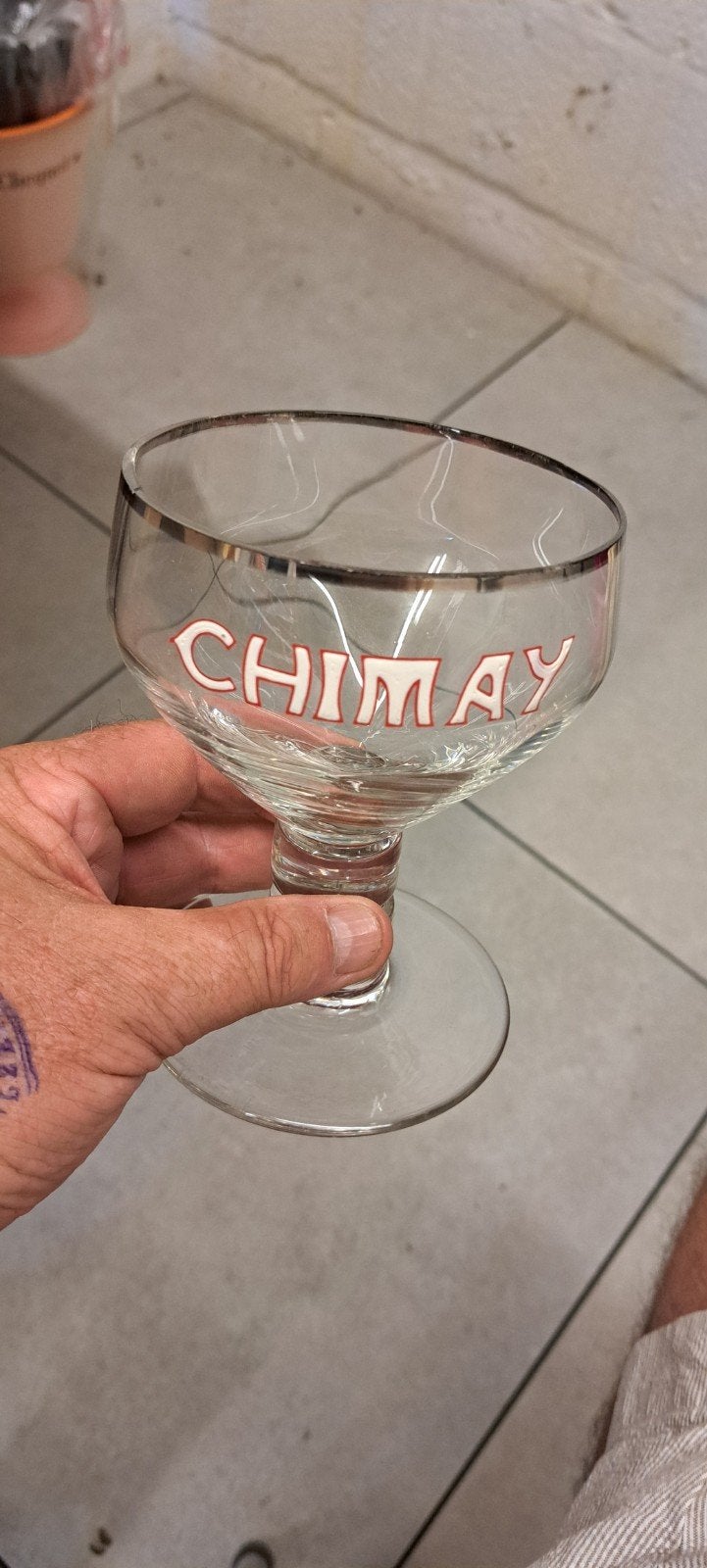 VIntage Chimay emaille glas / perfecte staat, Verzamelen, Ophalen of Verzenden, Zo goed als nieuw, Bierglas