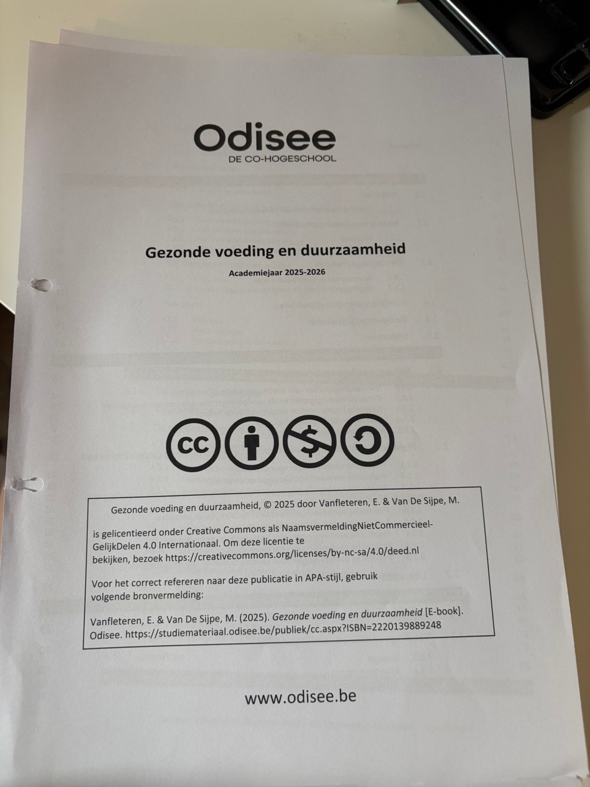 Odisee gezonde voeding en duurzaamheid, Enlèvement, Comme neuf