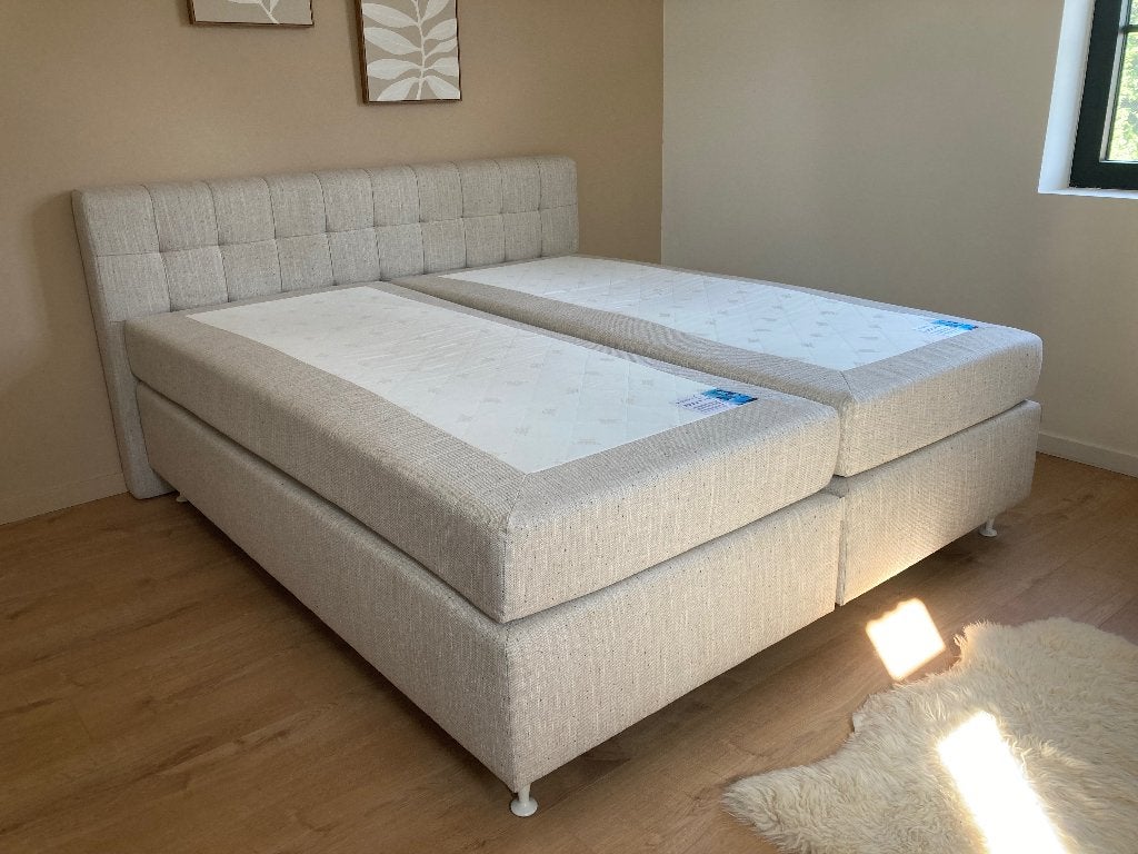 Boxspring 180cmx200cm, Ophalen, Gebruikt, Beige, Tweepersoons