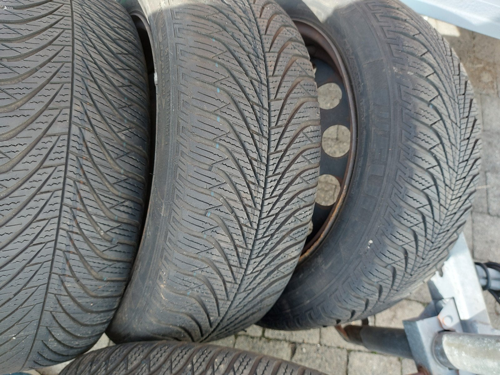 4 stalen velgen BMW 1 of 3 reeks .3 goede winterbanden, Ophalen, Gebruikt, 16 inch, Banden en Velgen