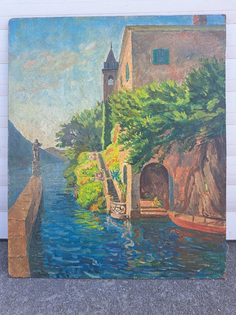 huile sur panneau monograme emile gervais, Ophalen of Verzenden, Paneel