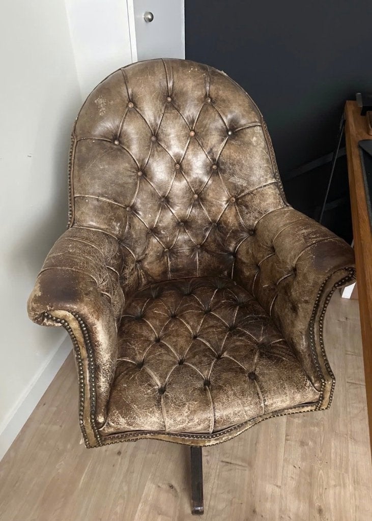 Chesterfield fauteuil met mooie patine, Moins de 75 cm, Landelijk, vintage, Enlèvement, Utilisé