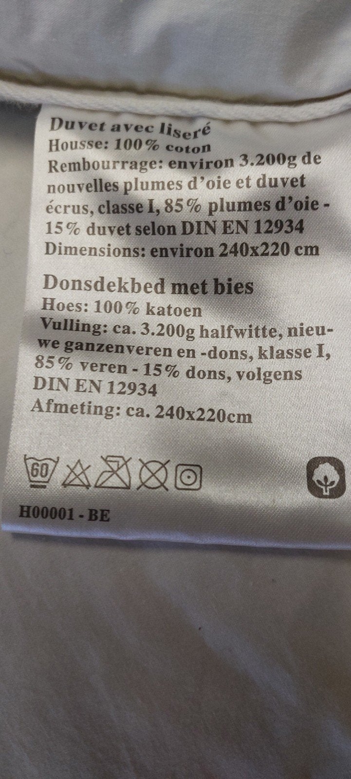 Donsdeken in nieuwe staat, Ophalen