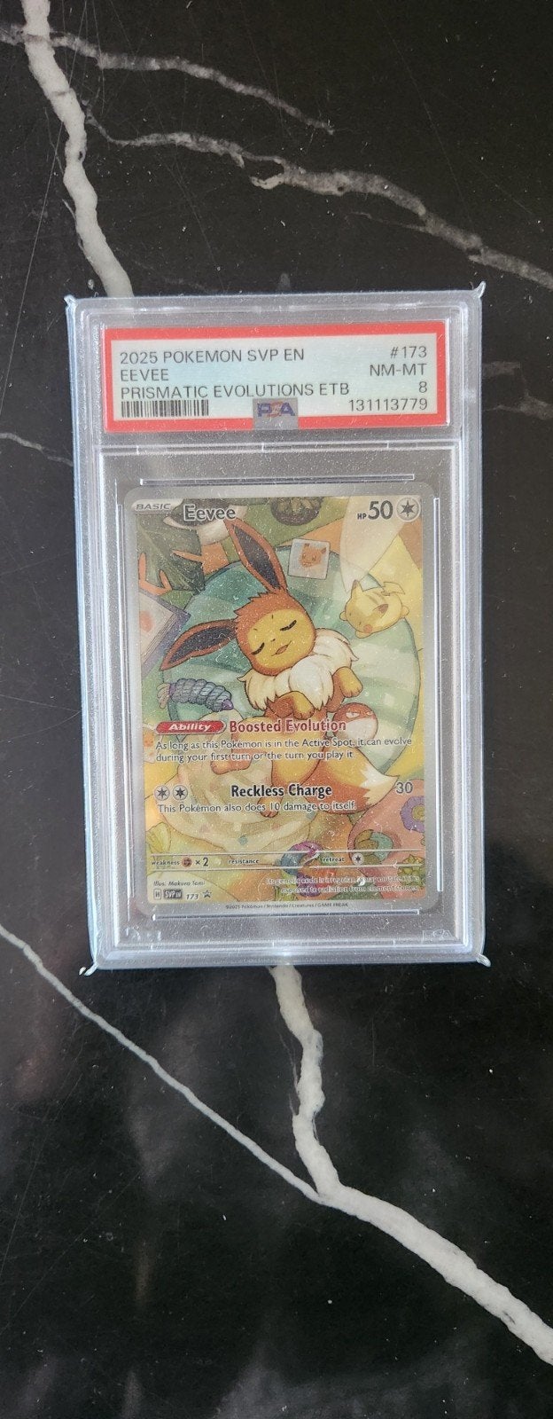 Prismatic Evolutions Eevee PSA 8 Pokémon, Enlèvement ou Envoi, Neuf, Cartes en vrac, Foil