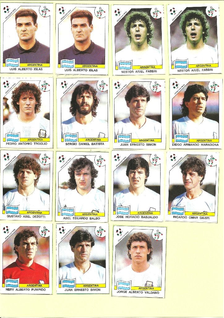 Panini World Cup Italia 90 15x recup Argentinië mét Maradona, Enlèvement ou Envoi, Utilisé, Plusieurs autocollants