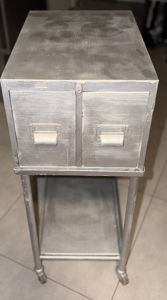 Vintage Industrial Metal Filing Cabinet with wheels, Antiek en Kunst, Ophalen