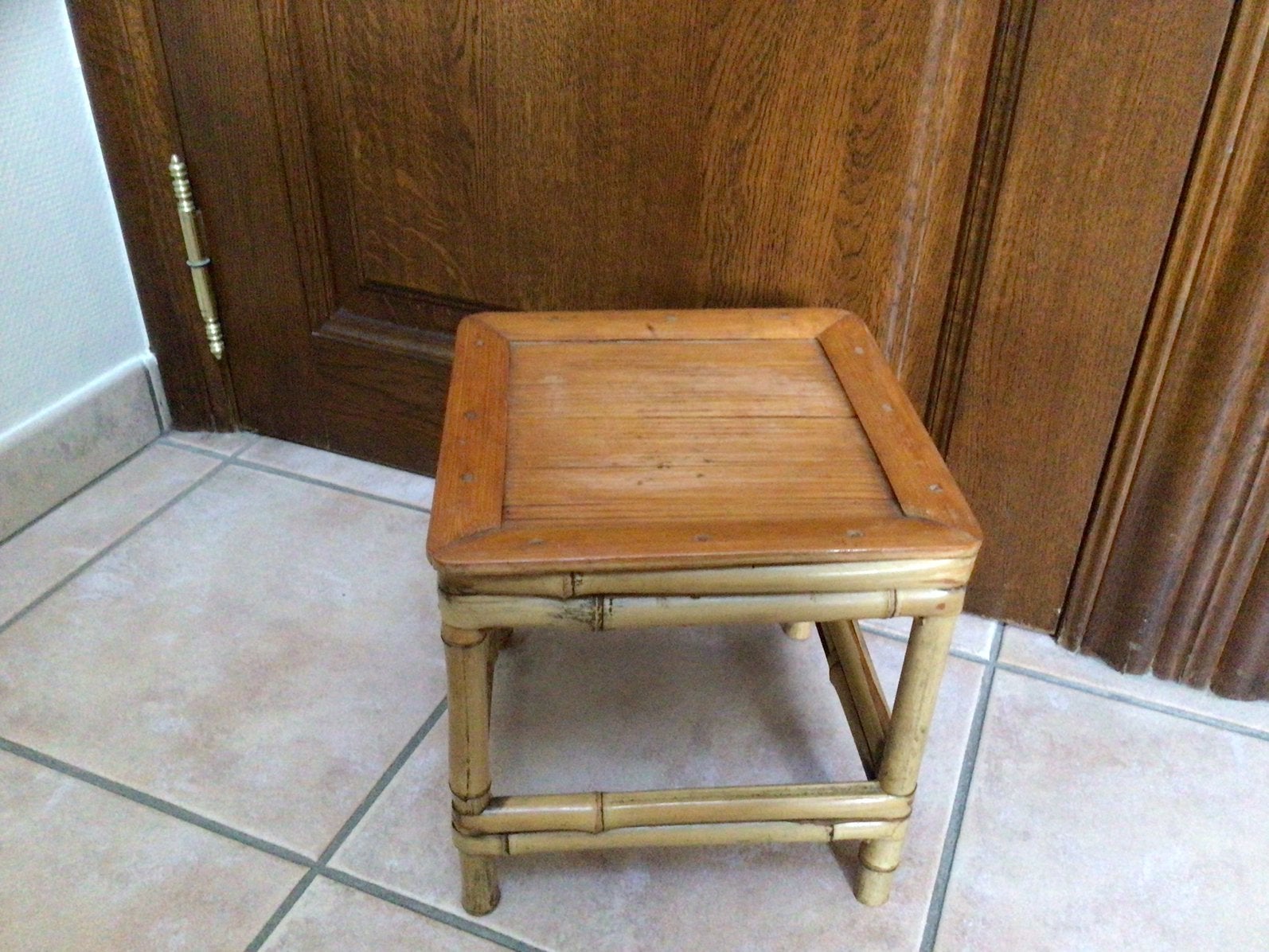 Table à plantes carrée vintage en bambou, Enlèvement