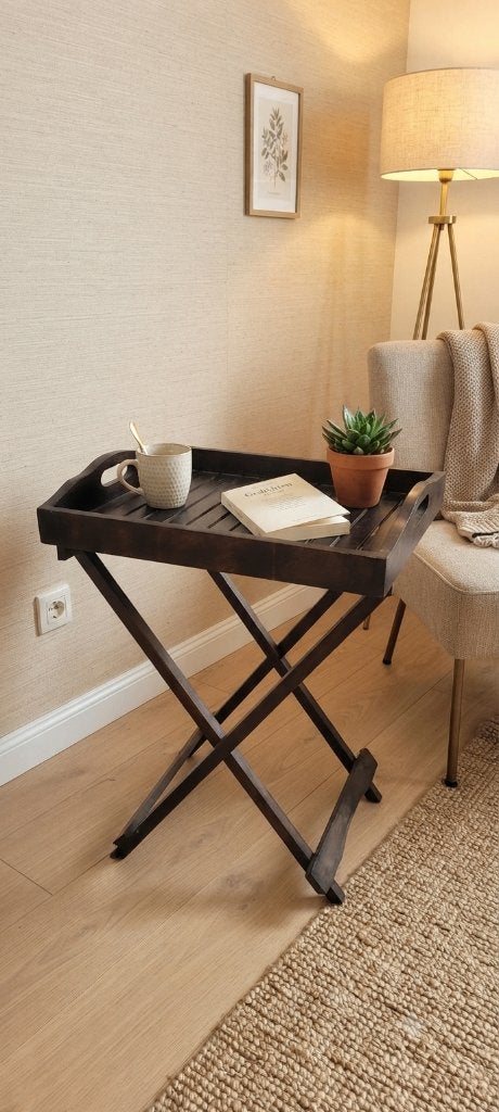 Table d'appoint/plateau Cosy en bois foncé, Comme neuf, Enlèvement, Rectangulaire, Bois