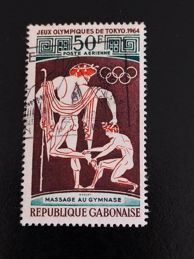 Gabon 1964 - sport - atletiek - voetmassage Oude Grieken, Postzegels en Munten, Verzenden, Overige landen, Gestempeld