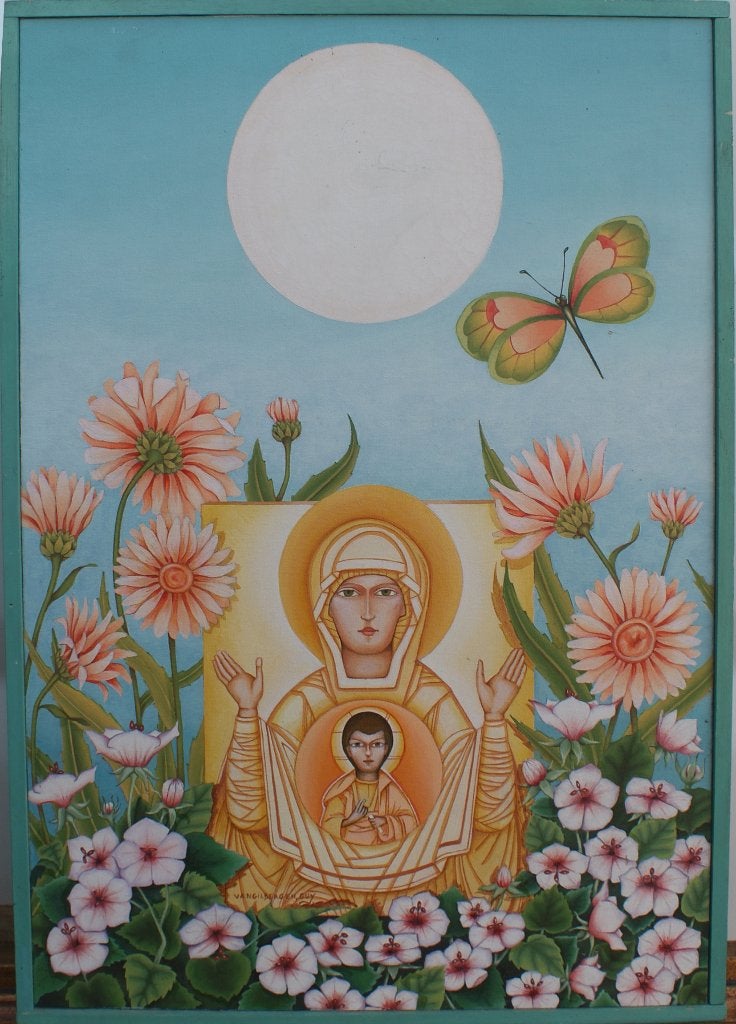 Guy Vangilbergen (1955): Maria en Jezus (44 x 63 cm), Enlèvement ou Envoi, Signé