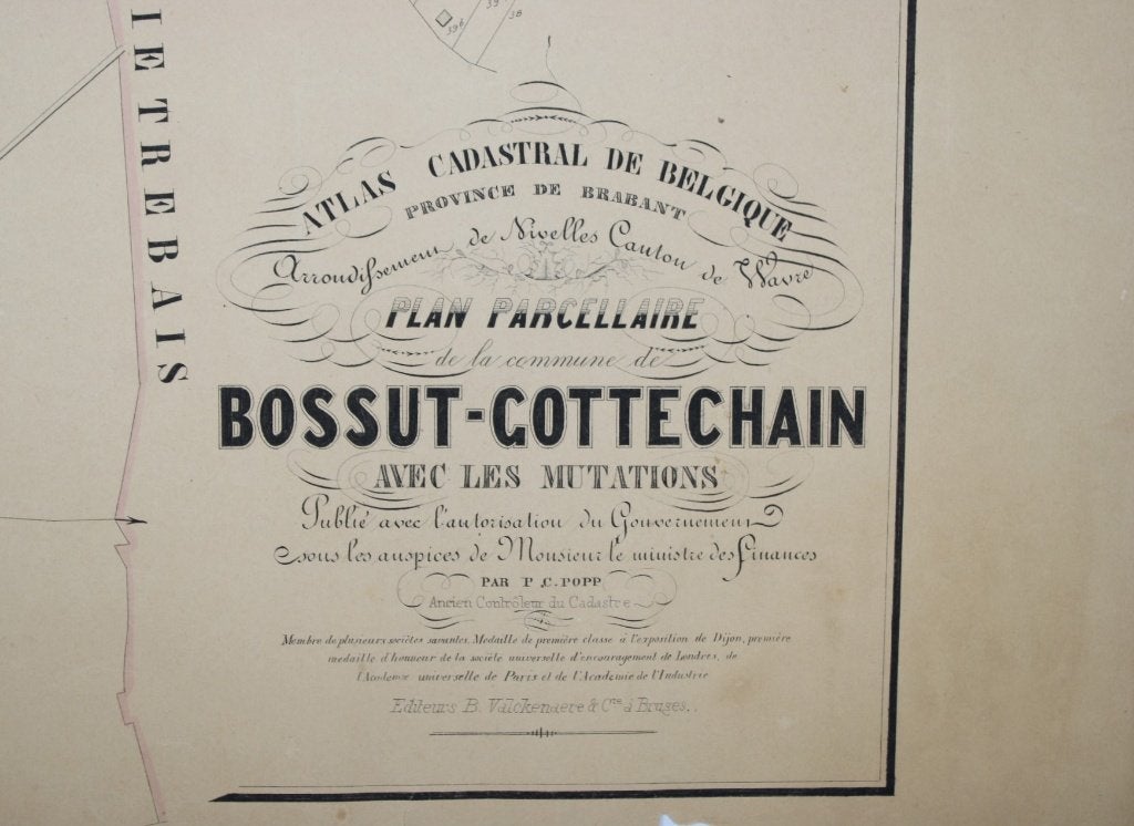 2 oude kaarten van Bossut-Gottechain, PC Popp, 19de eeuw, Ophalen