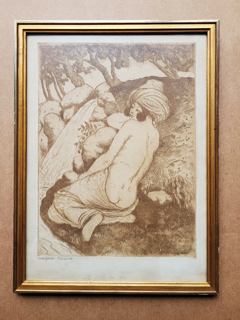 Georges Manzana Pissarro, Antiek en Kunst, Kunst | Etsen en Gravures, Dagelijks leven, Ets, Ophalen of Verzenden, 34 cm