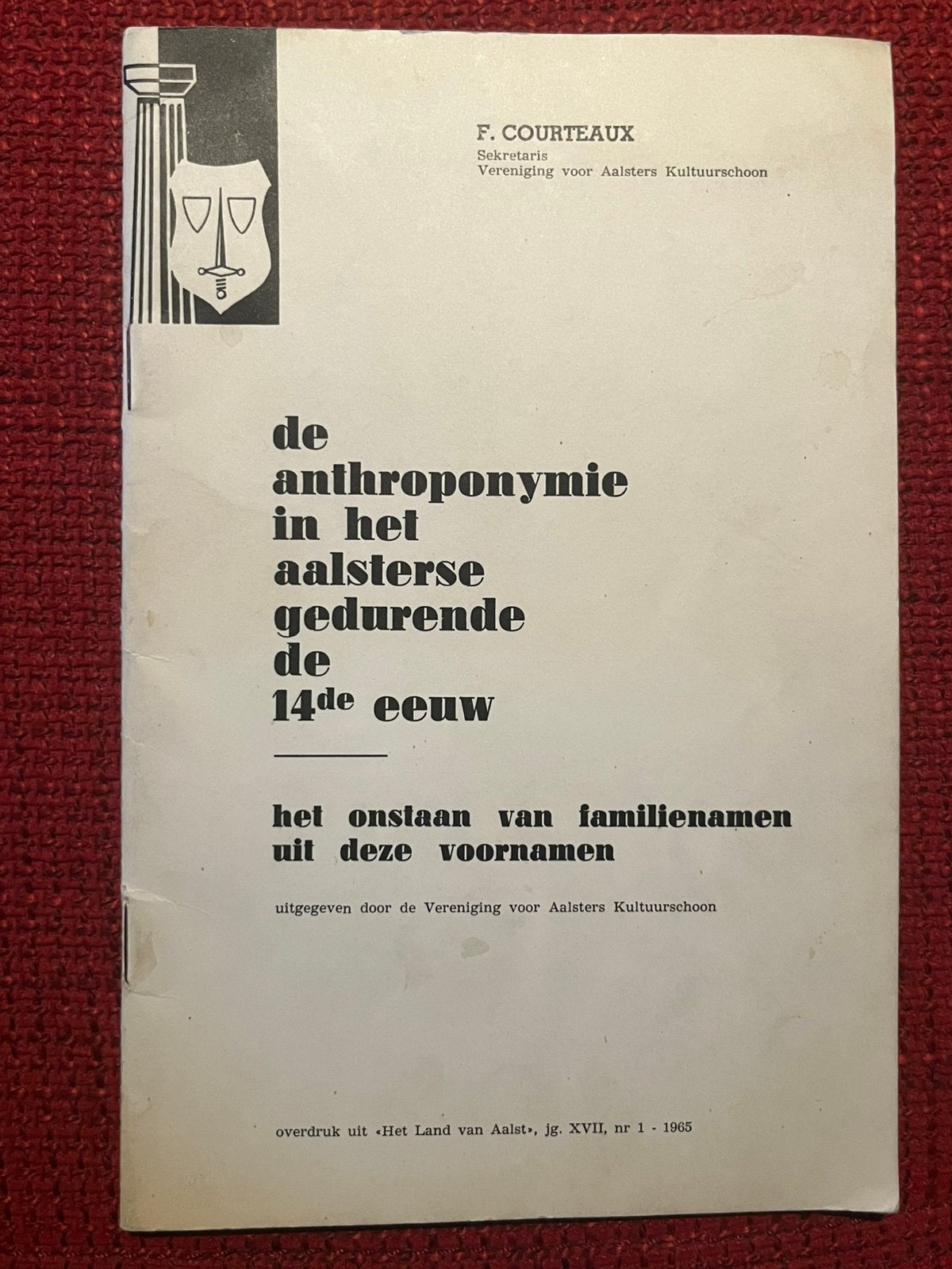 Boek Aalst antroponymie ontstaan falilienamen 14de eeuw, Boeken, Ophalen of Verzenden, Zo goed als nieuw