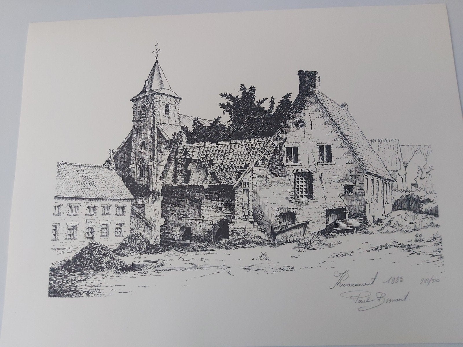 3 originele etsen Paul Boonaert, Kwaeremont 1985, Antiek en Kunst, 30 cm, Ets, Ophalen of Verzenden, Landschap