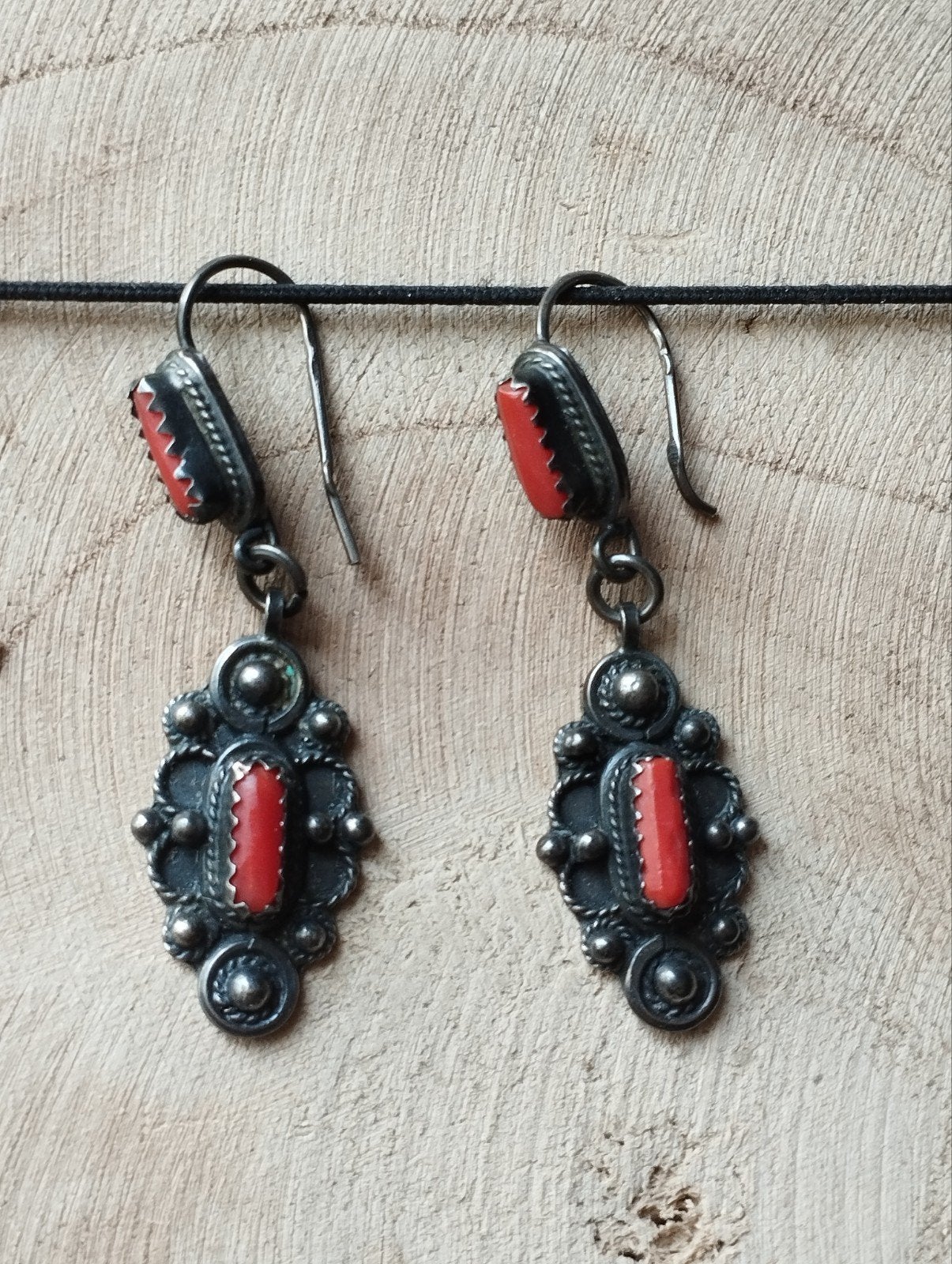 Boucles d'oreilles kabyle en argent, Enlèvement ou Envoi, Rouge, Argent