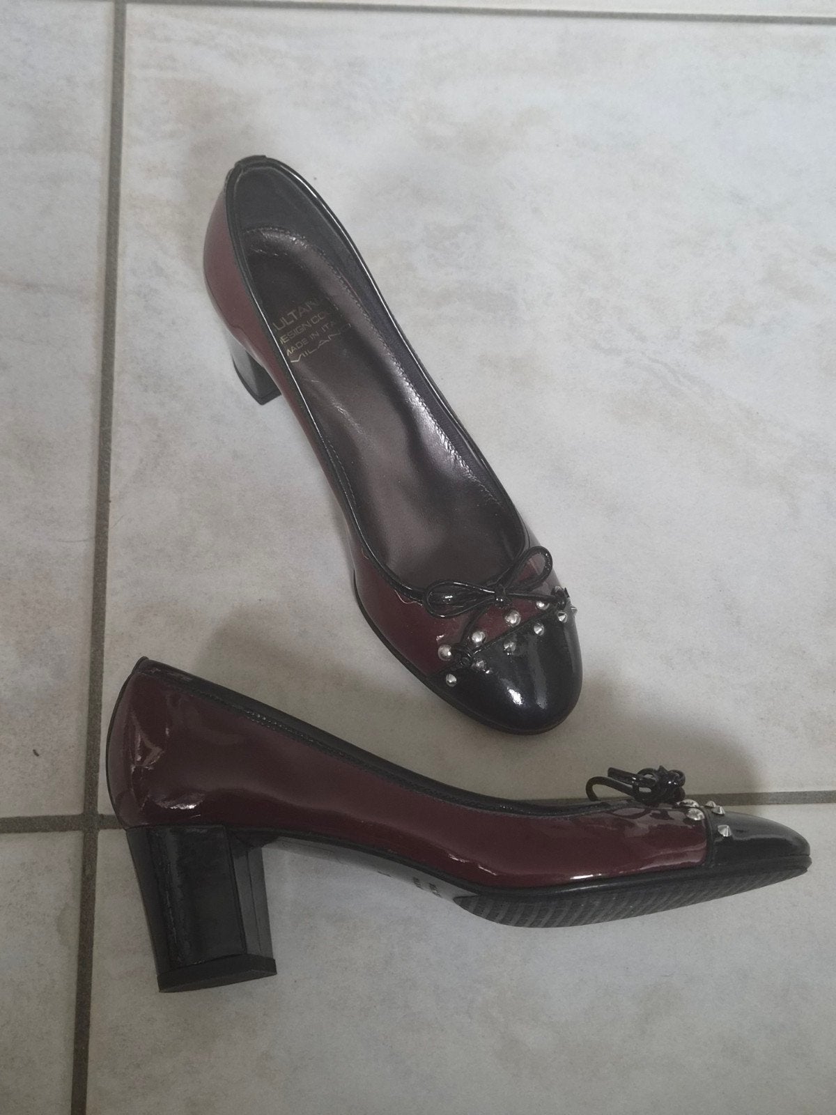 design leder schoen met hakje, Sultana Design, Zwart, Nieuw, Dansschoenen