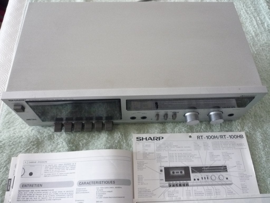 SHARP RT-100 + vrouwelijke DIN-adapter<=>Cinch mannelijk, Audio, Tv en Foto, Ophalen of Verzenden, Enkel, Overige merken, Tape counter