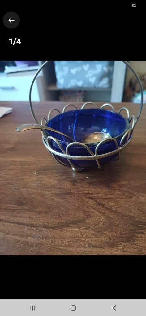 TE KOOP ANTIEK BONBONSCHAALTJE KOBALT BLAUW, Antiek en Kunst, Ophalen