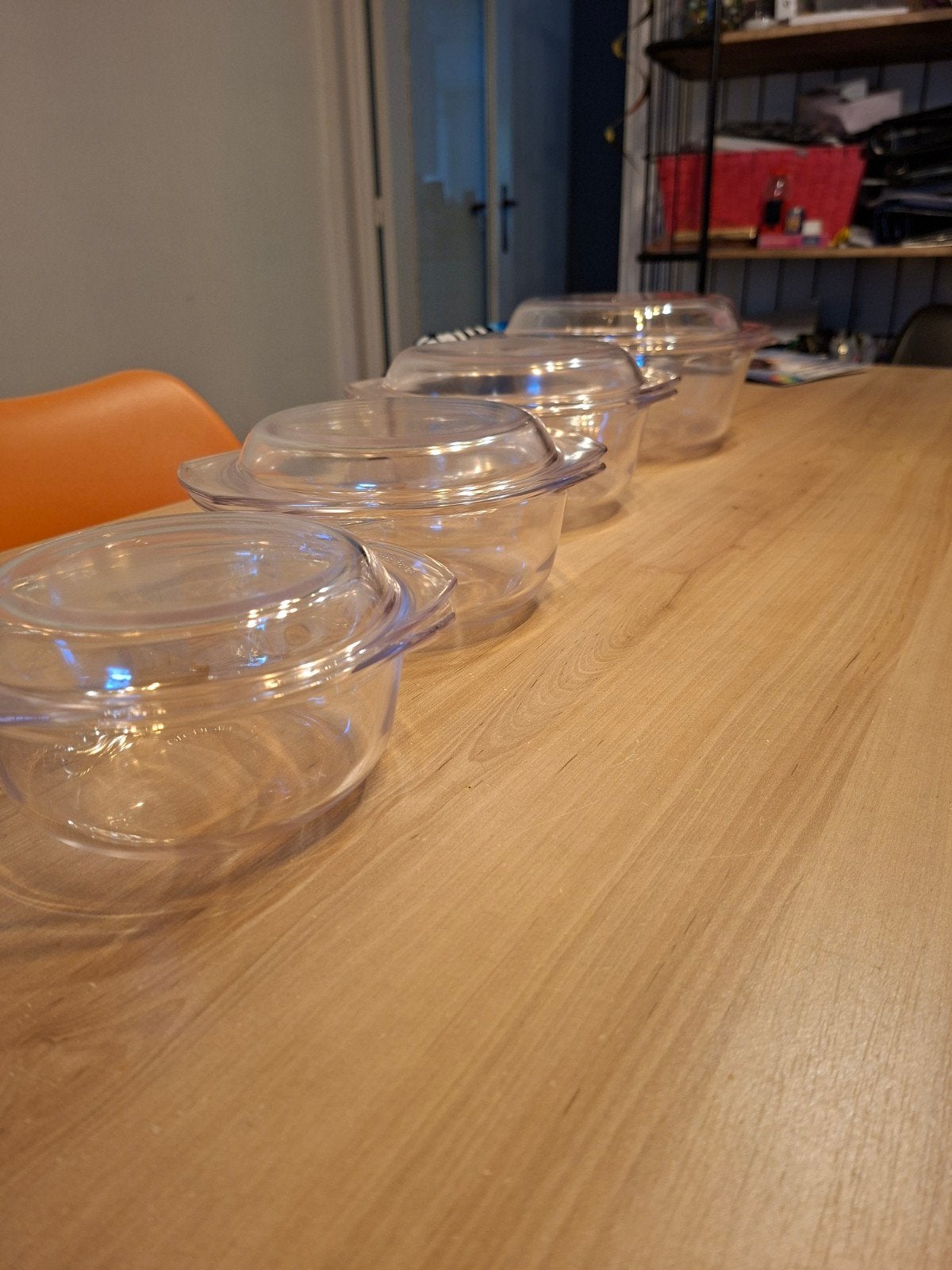 Vuurvaste pirex-komen in glas, Maison & Meubles, Cuisine | Ustensiles de cuisine, Enlèvement ou Envoi