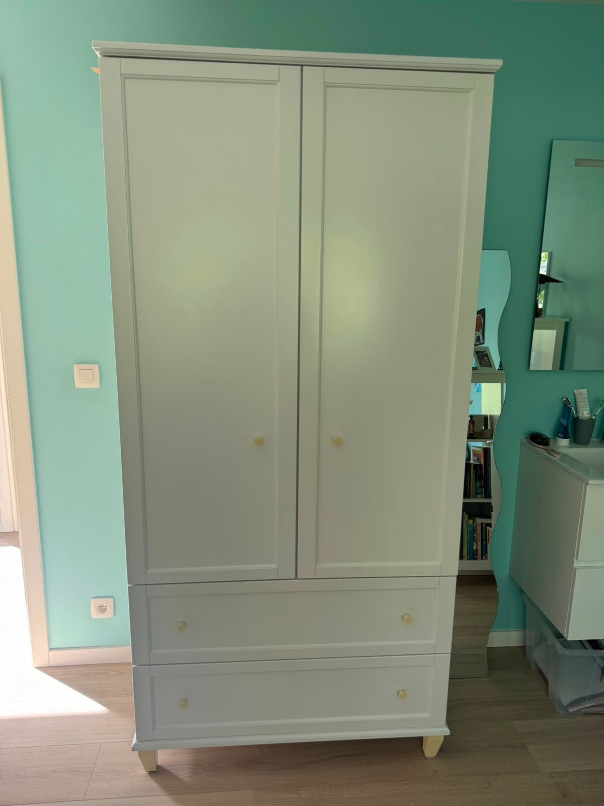 Garde robe enfant boanche toroir et portes 200x95x56, Avec tiroir(s), Enlèvement, Utilisé, 50 à 75 cm