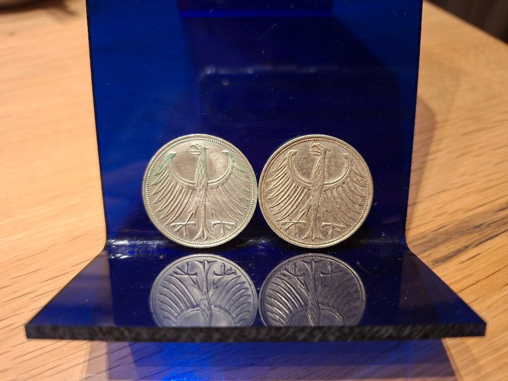 2 zilveren munten van 5 Duitse mark – 1965 en 1966, Ophalen, Duitsland, Losse munt, Zilver