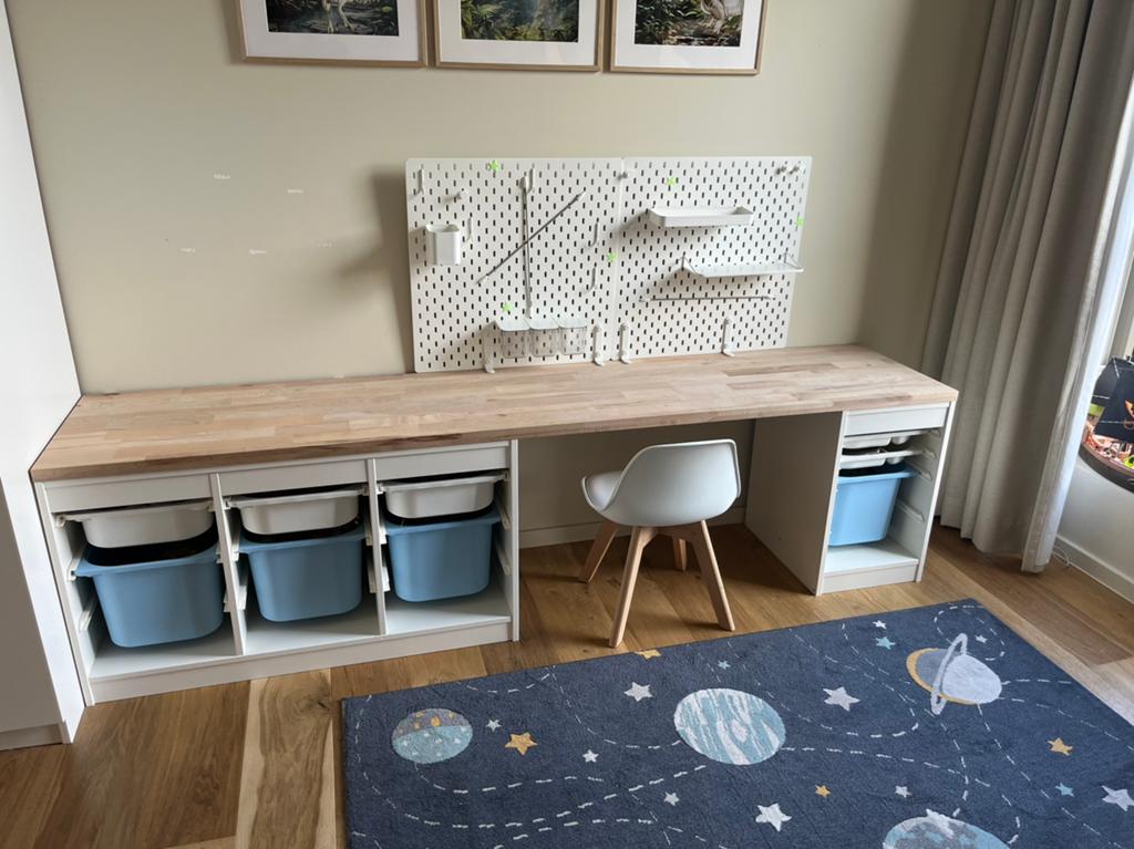 Kinderbureau met Trofast onderdelen, Maison & Meubles, Bureaux, 218 cm, Autres marques, 46 cm, Avec tiroirs