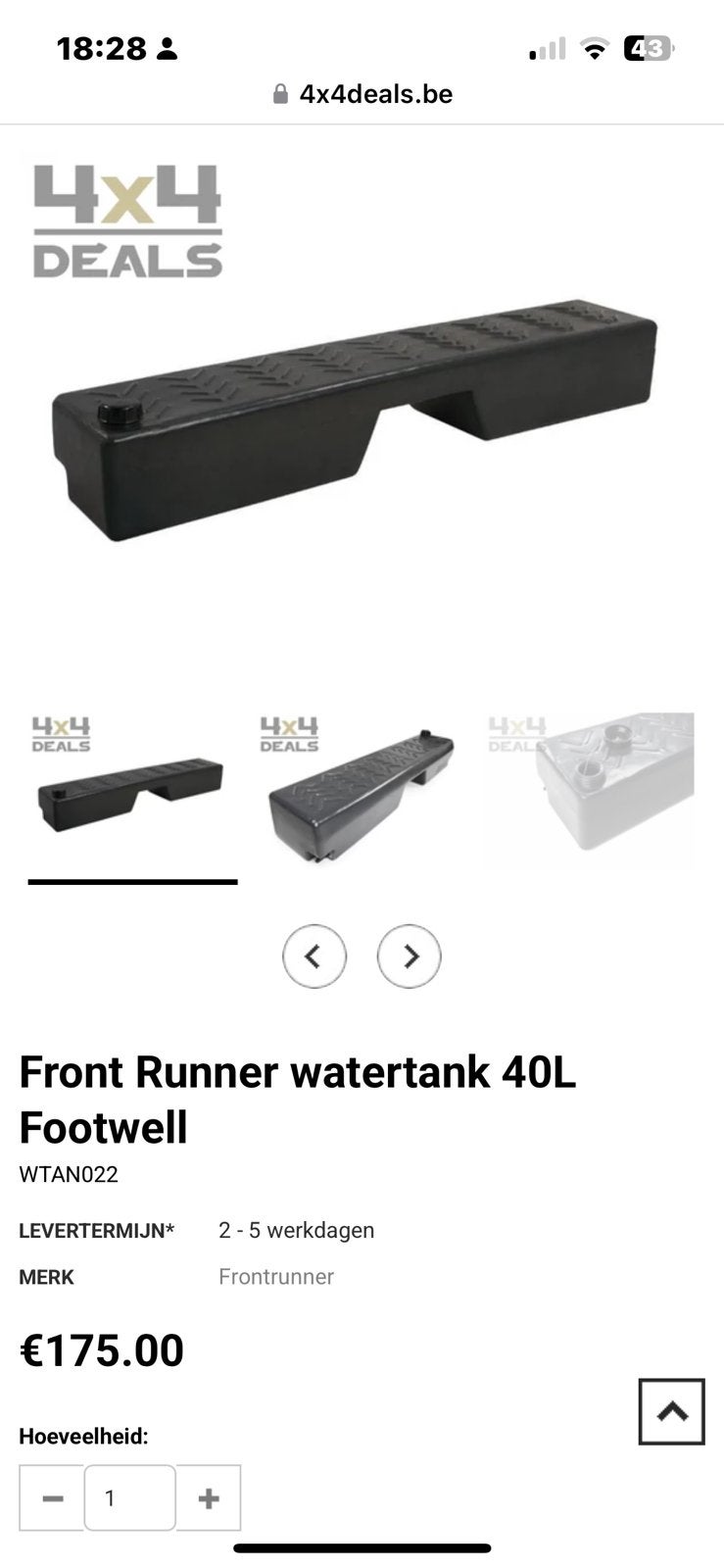 Front runner watertank 40 liter, Caravans en Kamperen, Ophalen, Zo goed als nieuw