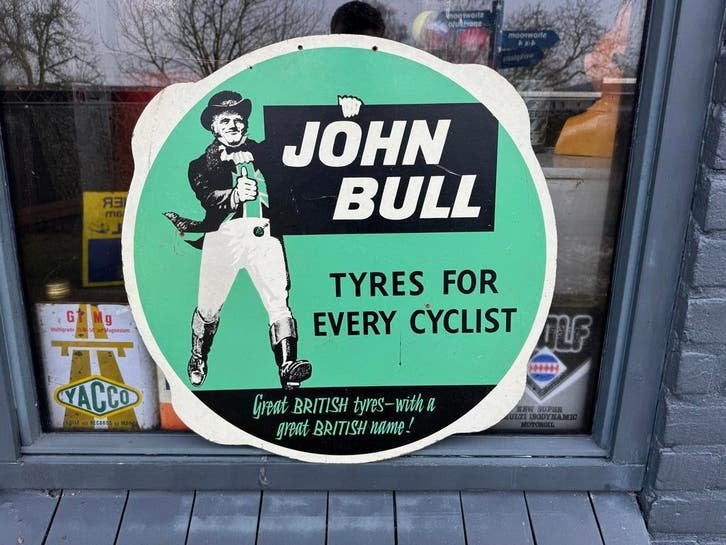 Vintage John Bull Fietsbanden Reclamebord