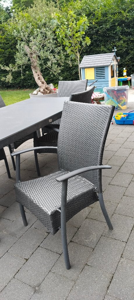 Tuintafel met stoelen, Tuin en Terras, Ophalen, Gebruikt, Rechthoekig, Aluminium