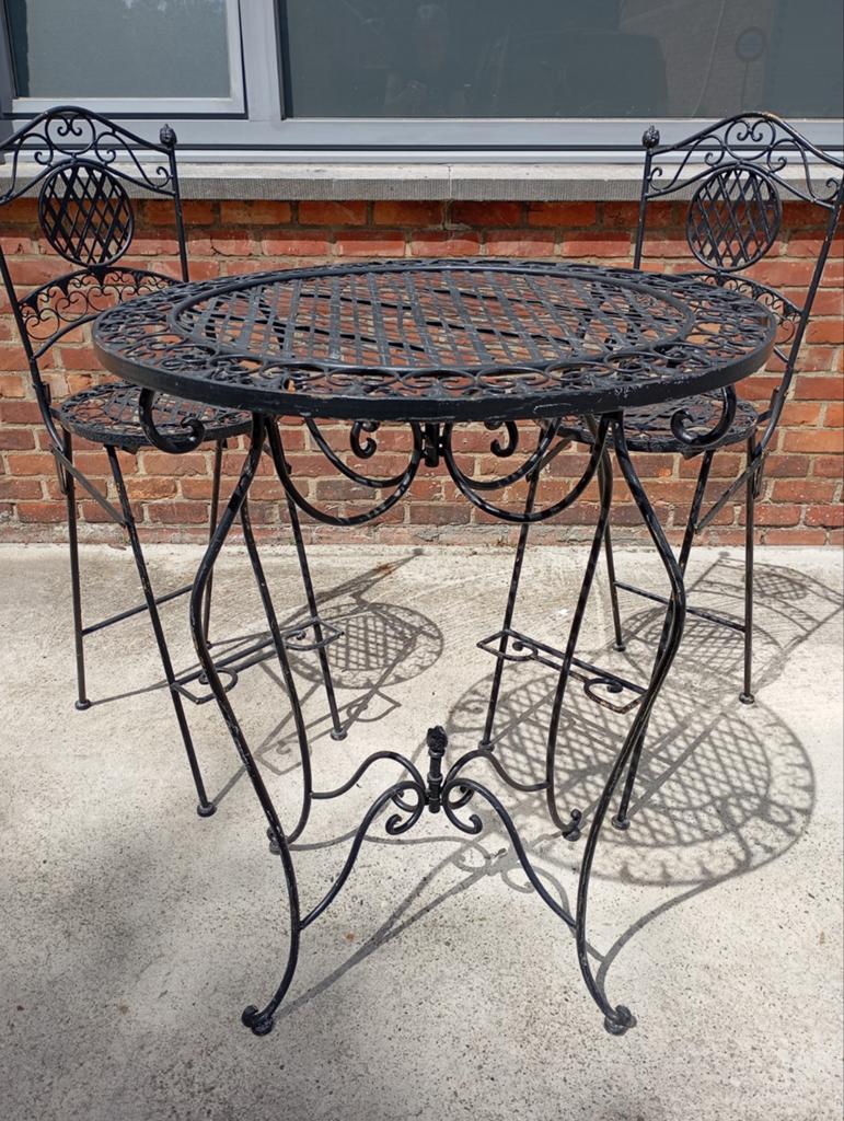 Ensemble de jardin haut en fonte noire (ta, Enlèvement, Utilisé, 2 places, Salons de jardin