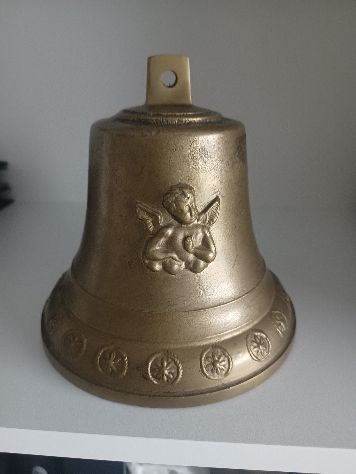 Massief brons Cherubijn klok , compleet met klepel, Antiek en Kunst, Ophalen, Brons