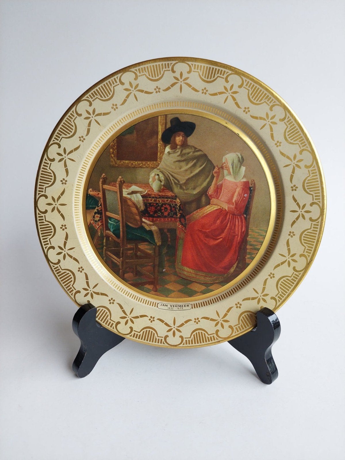 Vintage wandbord met afbeelding schilderij Jan Vermeer, Ophalen