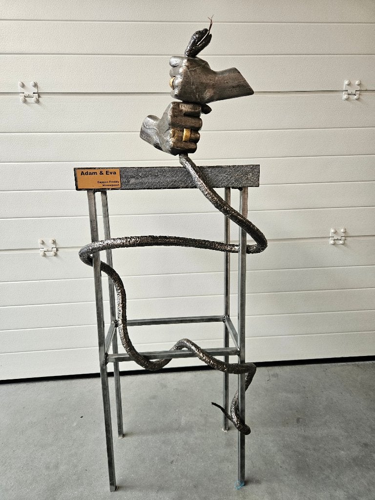 Uitzonderlijk hand gesmeed topwerk van kunstenaar lees aub !, Gemerkt, Ophalen of Verzenden, 1 meter - 2 meter, Scène