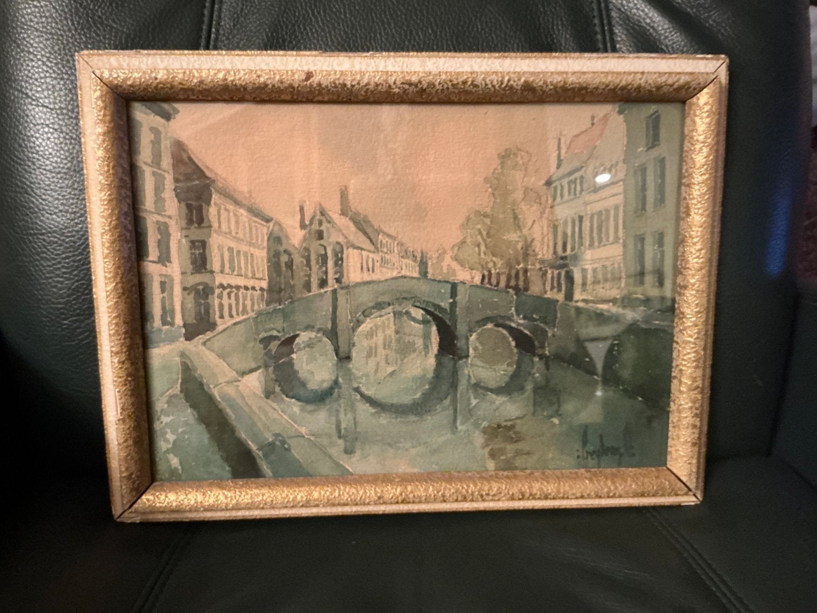 Hubert Creytens °Wingene1913+Wingene2009-Aquarel achter glas, Enlèvement ou Envoi, Sous verre, Aquarelle