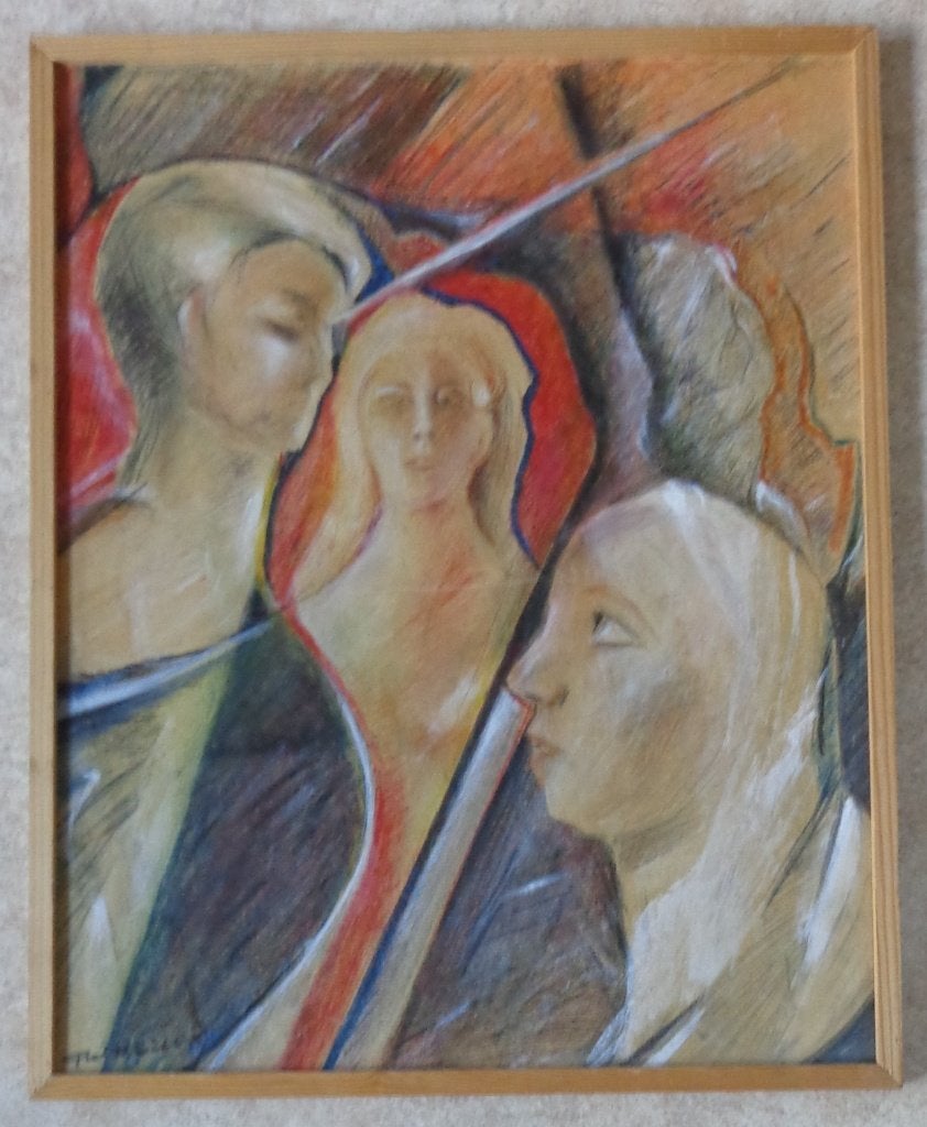 ROITTEZIO / FIGUREN / ORIGINEEL WERK / 77x62cm / KADER / SIG, Signé, Figures, Enlèvement, Papier/carton
