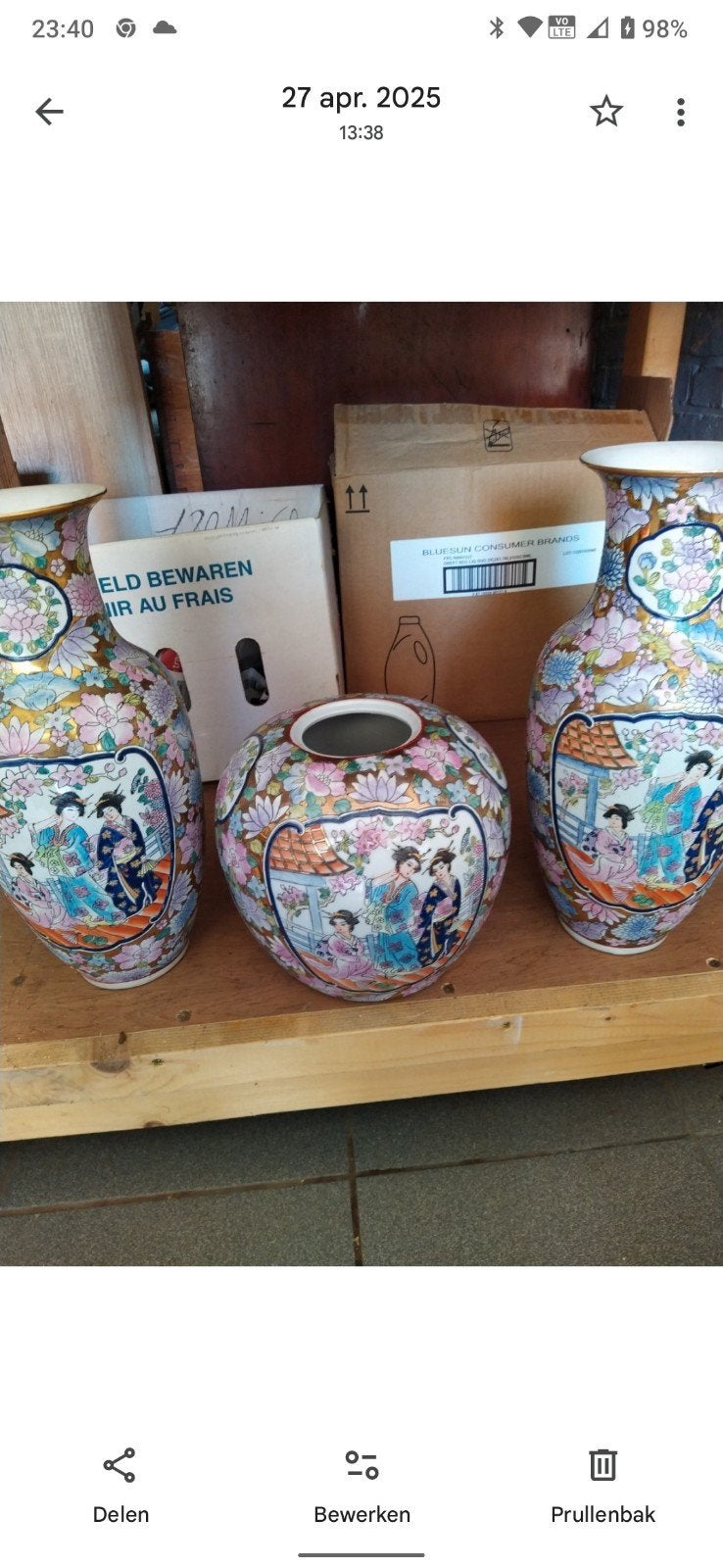 Chinese vazen, Ophalen