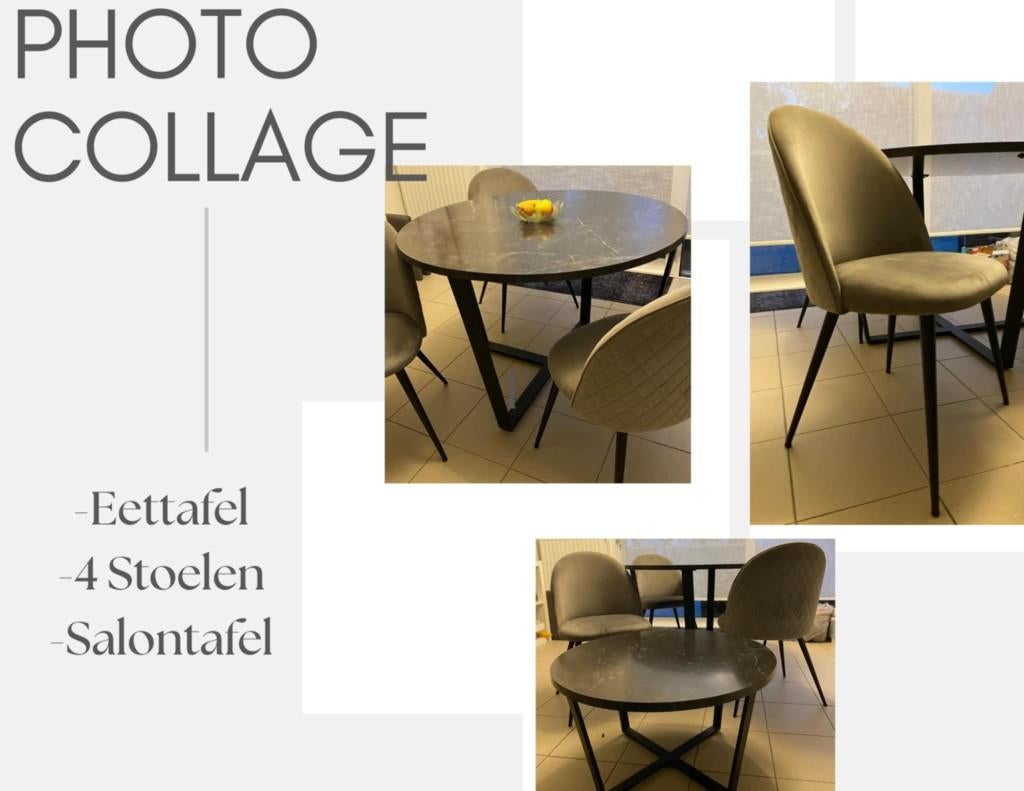 Eet tafel met stoelen, Huis en Inrichting, Tafels | Eettafels, Ophalen, Gebruikt, Vier personen, Rond