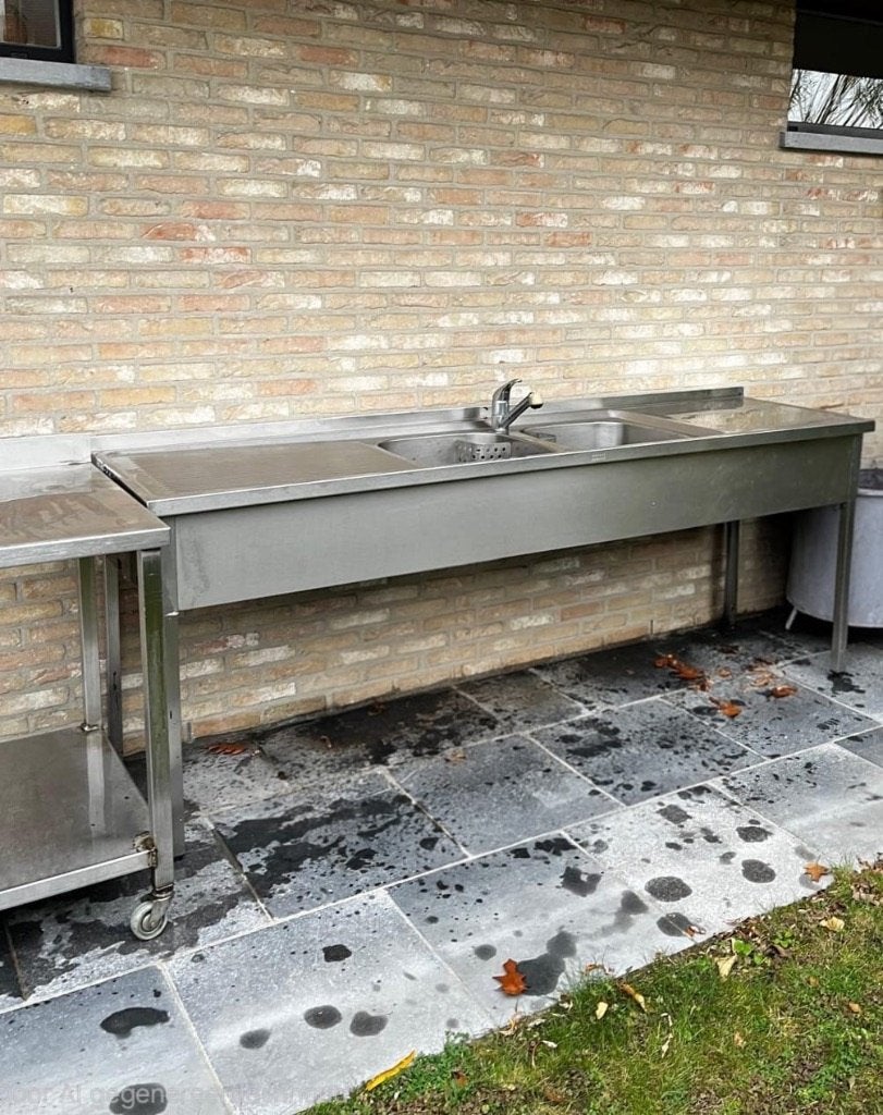 Inox wastafel, Bricolage & Construction, Enlèvement, Utilisé, Inox, Lavabo